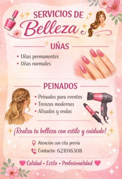 Servicios de Belleza Uñas y peinados