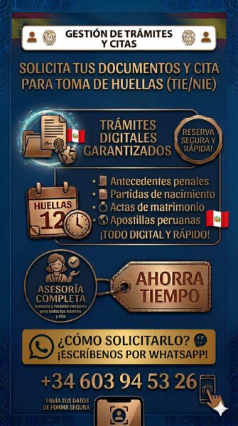 🇵🇪 TRÁMITES PERUANOS 100% DIGITALES 🇪🇸